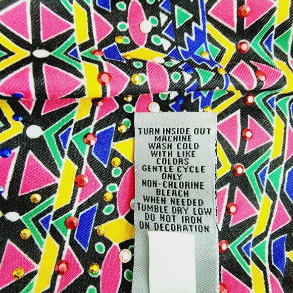 Catherines Colorful Top Plus Size 14W 16W Rhinestones 3/4 Sleeve Pullover - Picture 4 of 4